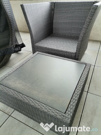 Set mobilier terasa ratan Mobexpert (2 fotolii+ 1 masuta cafea) 