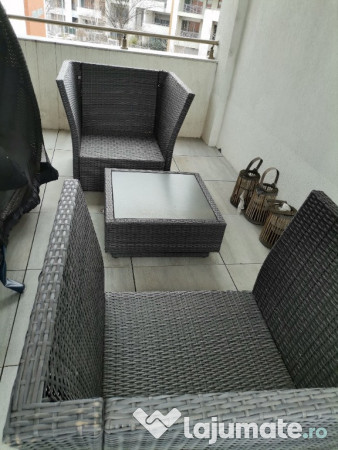 Set mobilier terasa ratan Mobexpert (2 fotolii+ 1 masuta cafea) 