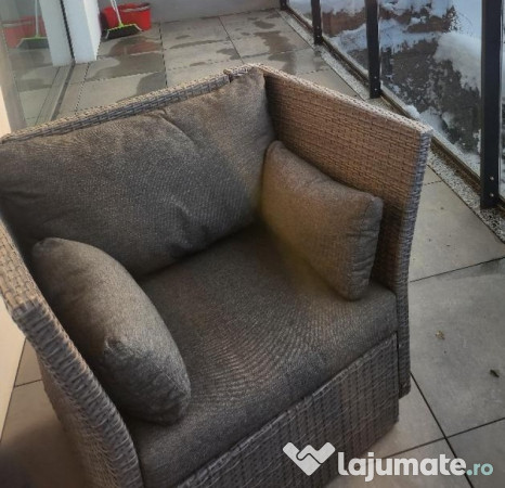 Set mobilier terasa ratan Mobexpert (2 fotolii+ 1 masuta cafea) 