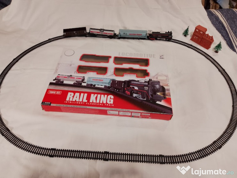 Set Trenuleț Electric Rail King – 19 piese, Traseu Mare, Funcțional 