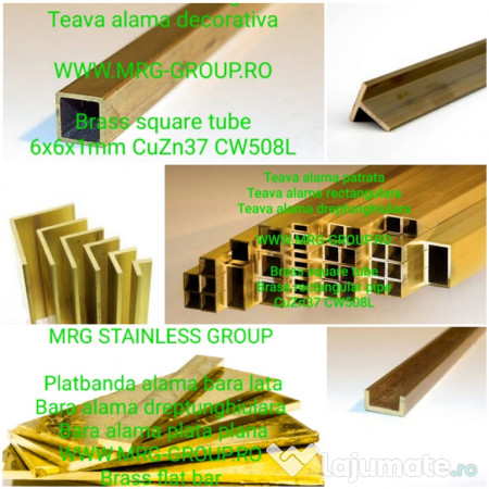 Teava alama CuZn37 patrata rectangulara dreptunghiulara inox 