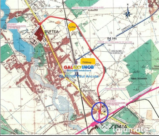 Teren Buftea Gara Rombiz 7500 mp Industrial Depozitare 
