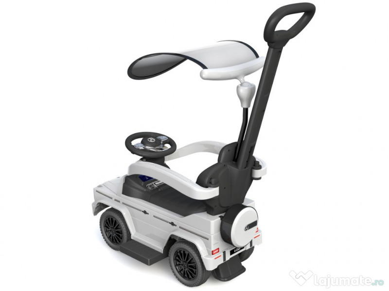 Masinuta premergator pt copii 2 in 1 Mercedes G350d cu parasolar White 