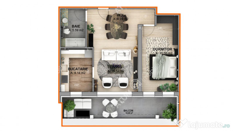 Apartament cu 2 camere si terasa la cheie in Cristian Sibiu 