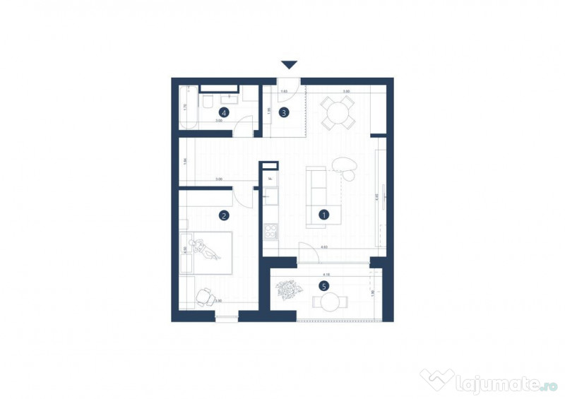 Apartament cu 2 camere în zona Confecții