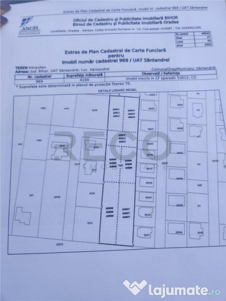 RECO . TEREN INTRAVILAN SANTANDREI . 