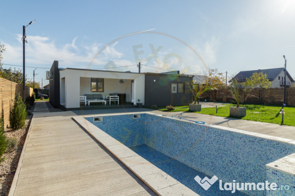 Casă superbă pe parter cu piscină, foișor și 1.000 mp t 