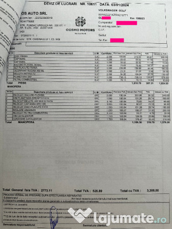 VW Golf 5 1.4 MPI 75 CP 2005 