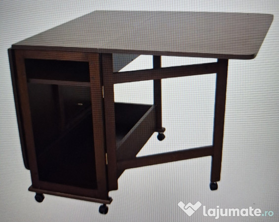 Masa extensibila wenge (6 - 8 locuri) cu 4 scaune + cadou masa mijloc 