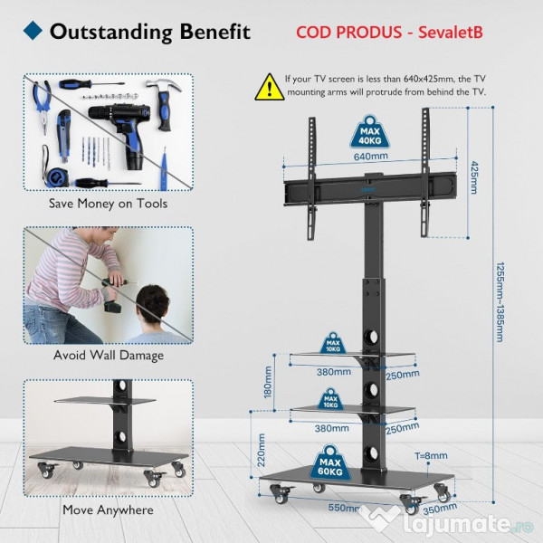 Suporti TV/monitor Bontec noi, modele universale + varietate larga 