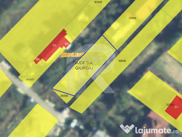 Mihăilești - teren împrejmuit 401mp, cu puț, COMISION 0 