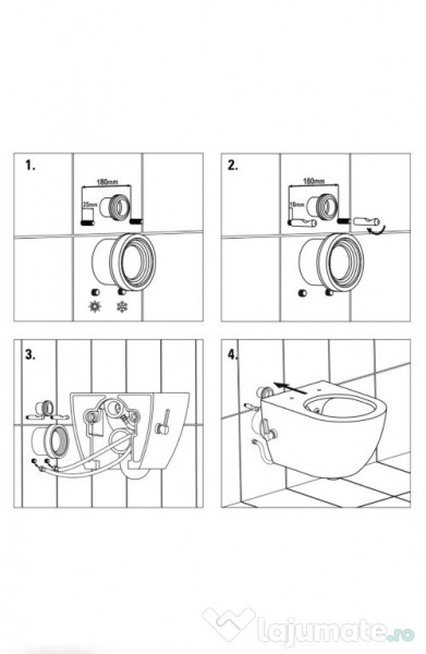 Vas wc suspendat cu functie bideu, semirotund 