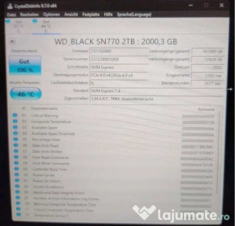 SSD WD Black SN770 2TB PCIe 4.0 x4 M.2. Nou, la cutie! 
