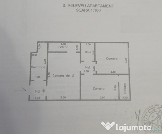 Apartament 3 camere confort 2 sporit, zona Viziru 1, etaj 3. 