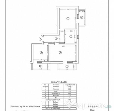 Apartament cu 2 camere decomandat în bloc nou, etaj 1, mobi 