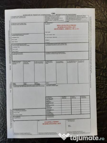 CMR-uri Scrisoare de transport intern si international  - Tipizat 