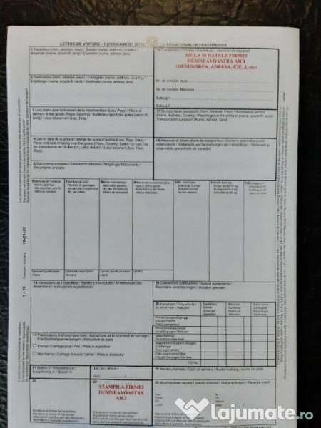 CMR-uri Scrisoare de transport intern si international  - Tipizat 